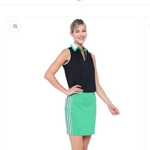 Belyn Key Serena Skort NWT Grass Green Size Small White Black Side Stripe Tennis